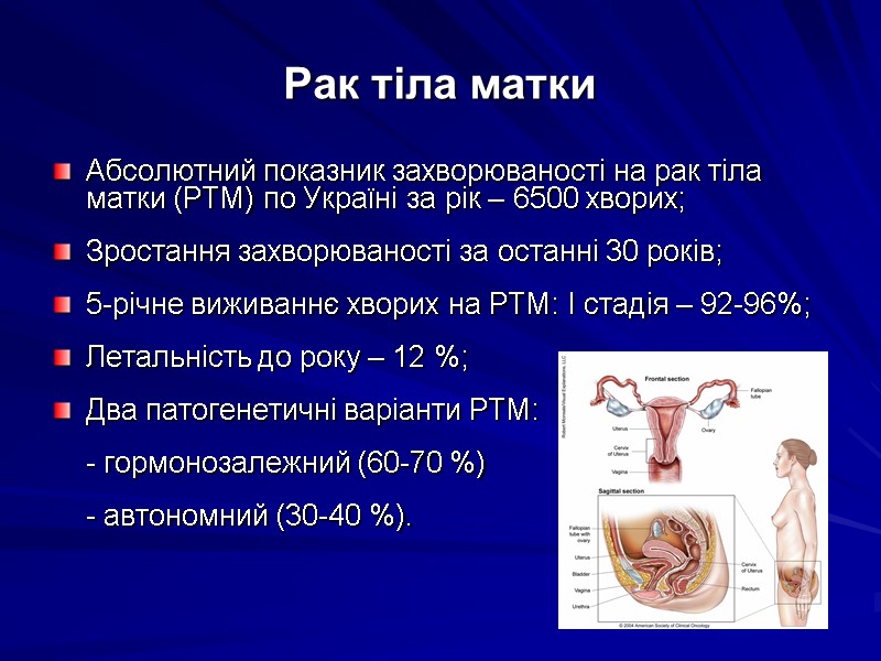Рак тіла матки Абсолютний показник захворюваності на рак тіла матки (РТМ) по Україні за
